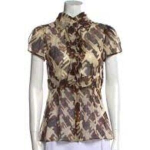 𝅺diane von Furstenberg DVF Silk Printed Blouse